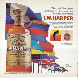1967 I.W. Harper Kentucky Whiskey 110 Countries Vintage Magazine Print Ad/Poster